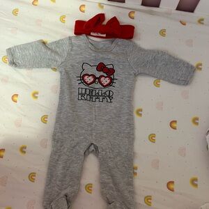Hello Kitty Gray and Red Footie One Piece